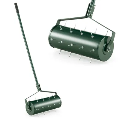 Produktbild von GOPLUS Rasenbelüfter, Handvertikutierer mit Stiel & 3,4cm Nägeln, rollender Aerifizierer, manueller Vertikutierer, Bodenbelüfter für Garten, Hof, Terrasse(45 x 130 cm)