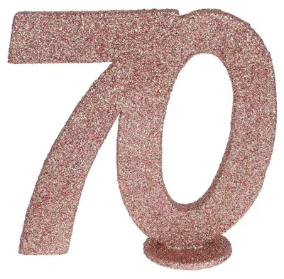 Produktbild von 70. Geburtstag roségold glitzer Tischdekoration 11x 10 cm Zahl 70
