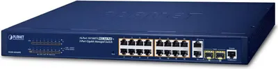Zdjęcie produktu dla PLANET FGSW-1816HPS, Zarządzany, L2, Fast Ethernet (10/100), Obsługa PoE, Możliwości montowania w stelażu