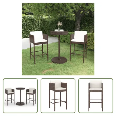 Produktbild von The Living Store 3-tlg. Gartenbar-Set mit Kissen Poly Rattan Braun