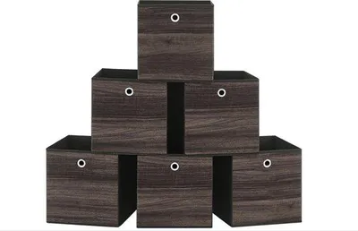 Immagine prodotto di Set di contenitori, 6x30x30x30 cm, marrone, apribili, in tessuto