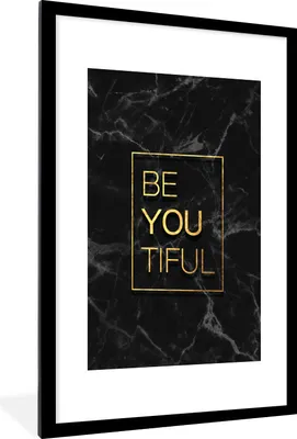 Produktbild von MuchoWow® Gerahmtes Poster Zitate - Sprichwörter - Gold - Marmor 60x90 cm - Poster mit Schwarzem Bilderrahmen Wandposter Rahmen Foto Bilder - Dekoration - Wandposter Wohnzimmer - Hochwertig