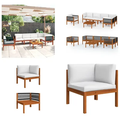 Produktbild von vidaXL 7 tlg. Garten Lounge Set mit Kissen Cremeweiß Massivholz Akazie - Gartenmöbel-Set - Gartenmöbel-Sets - Gartensofa - Gartensofas