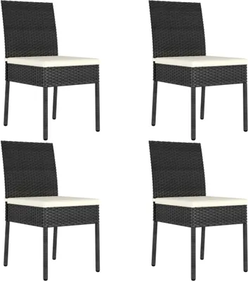 Image de vidaXL Chaises de jardin 4 pcs. Poly rotin noir