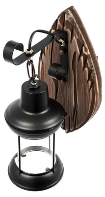 Obrázok produktu pre Nástenná lampa do interiéru – retro priemyselná nástenná lampa – sklenený tienidlo – železo a drevo – pre kaviarne/reštaurácie – čierna
