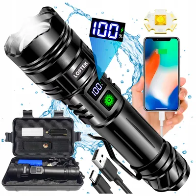 Zdjęcie produktu dla LATARKA LED 20000LM AKUMULATOROWA MOCNA POWERBANK 5000 mAh ZOOM WODOODPORNA