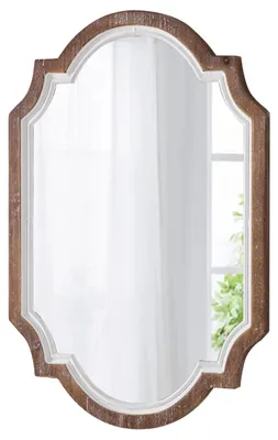 Ovale Wandspiegel Holzrahmen 40x60 cm, rustikaler Vintage-Dekospiegel