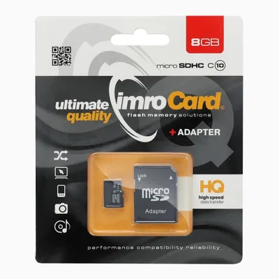 Obrázek produktu pro IMRO 10/8G ADP, 8 GB, MicroSDHC, Třída 10, 82 MB/s, 21 MB/s, Odolný proti nárazům