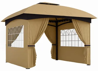 Immagine prodotto di Gazebo da Giardino 335x335x285 cm Protezione UV e Tetto a 2 Livelli Beige