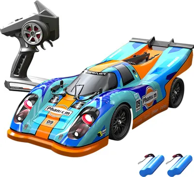 Zdjęcie produktu dla Zdalnie sterowany driftowóz, zdalnie sterowany samochód 1/16, 2,4 GHz, 45 km/h, zdalnie sterowany samochód wyścigowy 4WD w oryginalnym rozmiarze z silnikiem bezszczotkowym, 2 akumulatory