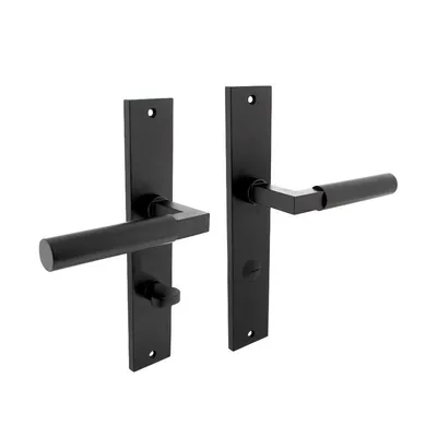 Produktbild von Langschildschildgarnitur Baustil Zamak F71 schwarz WC 72mm DIN L/R INTERSTEEL