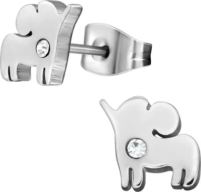 Produktbild von Ohrringe Ohrstecker 316L Chirurgenstahl Elefant mit Kristall