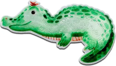 Produktbild von Krokodil - Aufnäher, Bügelbild, Aufbügler, Applikationen, Patches, Flicken, zum aufbügeln, Größe: 3,9 x 7,4 cm