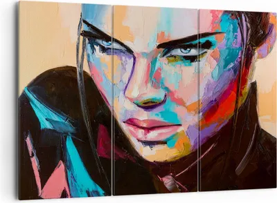 Produktbild von Bild auf Leinwand - Leinwandbild - Frau Emotionen Gesicht Mehrfarbig - 165x110cm - Wand Bild - Wanddeko - Leinwanddruck - Bilder - Kunstdruck - Leinwand bilder - Wandkunst - CE165x110-2930