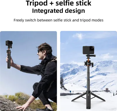 Produktbild von VRIG TP-08S Verbesserte Sportkamera Selfie Stick Stativständer Aluminiumlegierung 55 cm/21,7 Zoll max. Höhe mit Kaltschuhhalterung, 360° drehbarer Kugelkopf-Ersatz für GoPro 13/12/11/10