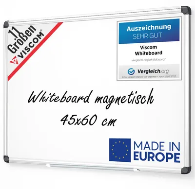 Produktbild von VISCOM Whiteboard magnetisch - 45 x 60 cm - Magnettafel in 8 Größen - Magnetwand kratzfest & beschreibbar - mit Aluminium-Rahmen