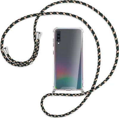 Produktbild von Handykette Backcover-Schutzhülle mit Band (Metall silberfarben) für Samsung Galaxy A70 - camouflage