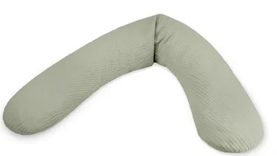 A light green, V-shaped pillow on a white background.