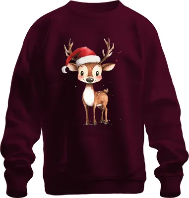 Produktbild von Weihnachtsrentier Süß Weihnachten Geschenk Kinder Santa Uni Sweatshirt Pullover, Burgundy, 3XL