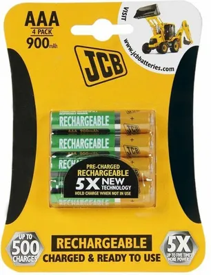 Immagine prodotto di Batterie ricaricabili JCB AAA confezione da 4 pezzi