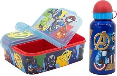 Produktbild von Marvel Avengers Kinder Set 2 tlg 3 Kammern Brotdose Alu-Trinkflasche 400 ml