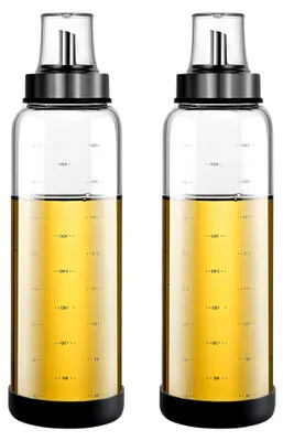 Produktbild von Ölflasche aus Glas, 2 Stück 500 ml, mit klarer Skala und Anti-Schmutz Verschluss
