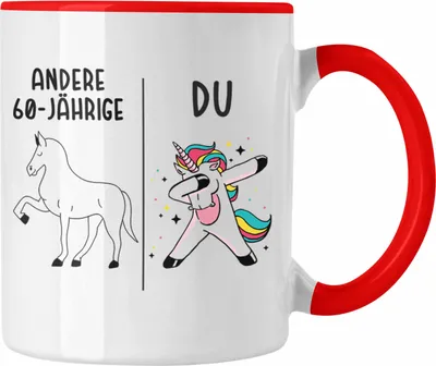 Produktbild von Trendation - 60. Geburtstag Frauen Tasse Einhorn Geschenk Geschenkidee 60er Geburtstag Mutter Mama (Rot)