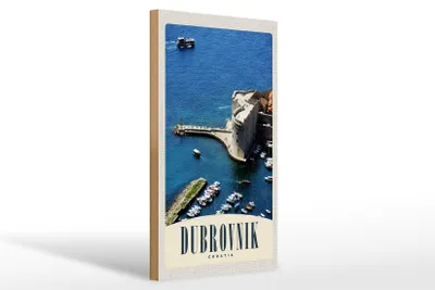 Produktbild von Holzschild Reise 20x30cm Dubrovnik Kroatien Meer Turm