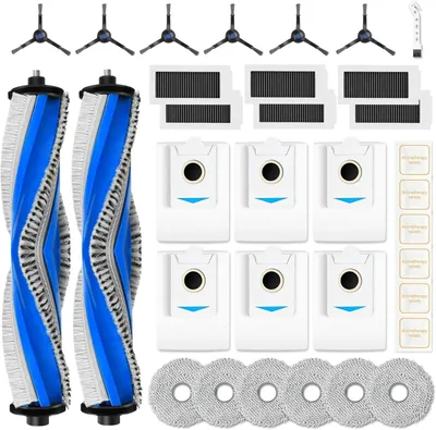 Produktbild von 33 Stück Zubehörset für ECOVACS DEEBOT X5 Omni /X5 Pro Saugroboter, 2 Hauptbürste 6 Staubbeutel 6 Wischtücher 6 Seitenbürsten 6 Filter 6 Flach-Duftstein 1 Reinigungsbürste, Saugroboter Zubehör