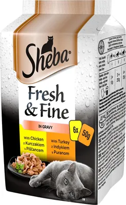 Produktbild von Sheba Fresh Fine Sachet – Nassfutter für Katzen in Sauce mit Huhn und Truthahn 12 x (6x50g)