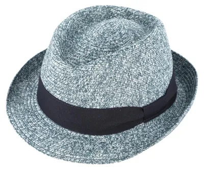 Fiebig Knautschbarer Trilby Strohhut meliert in blau