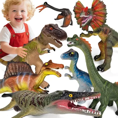 Dinosaurier-Spielzeug-Set, 7 große realistische Figuren, weicher Kunststoff