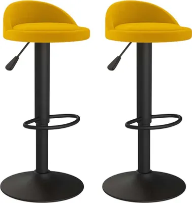 Image de vidaXL Tabouret de bar 2 pcs. velours jaune