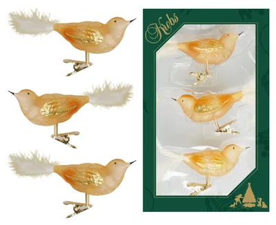 Produktbild von Krebs Glas Lauscha Christbaumschmuck - Vögel gold auf Clip 11cm - Glasschmuck
