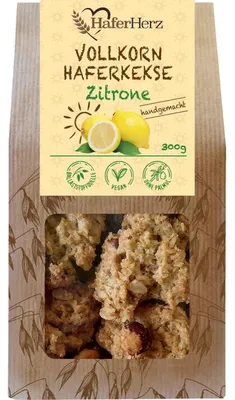 Produktbild von HaferHerz Vollkorn Haferkekse Zitrone 300g