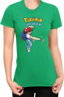 Zdjęcie produktu dla Koszulka Damska Japan Manga Anime Comics Pokemon 014, Lady S / Zielony