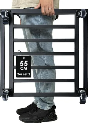 Productafbeelding van 55 cm metalen plantenroller, rolplank voor het verplaatsen van planten, draagvermogen 300 kg, vierkante plantenroller met 360° draaiende wielen, zwarte plantenroller voor grote plantenpotten, geschikt voor binnen- en buitengebruik, 2 stuks