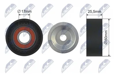 Produktbild von NTY RNK-PL-010 Spannrolle Keilrippenriemen 60mm für RENAULT CLIO II (BB0/1/2, CB0/1/2) KANGOO (KC0/1) für DACIA DUSTER