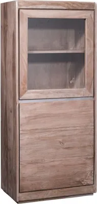 Immagine prodotto di MASSIVMOEBEL24 | vetrina in legno di Sheesham / palissandro 63x40x147 smoked oak laccato SYDNEY #205