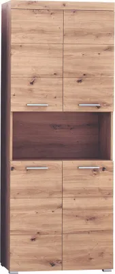 Produktbild von AmandaMando Bad Hochschrank 4 Türen, 1 offenes Fach Eiche Nachbildung.
