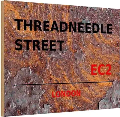 Produktbild von vianmo Holzschild 20x30 cm Threadneedle Street EC2 England