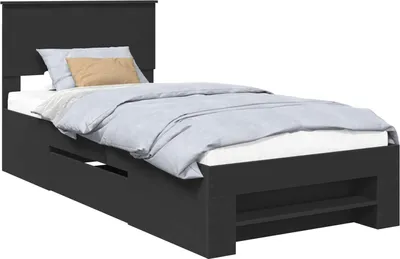Produktbild von vidaXL Bettrahmen mit Kopfteil Schwarz 80 x 200 cm Holzwerkstoff