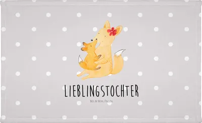 Produktbild von Mr. & Mrs. Panda Handtuch Fuchs Mama - Grau Pastell - Geschenk, gesichtstuch, 50x100, Tochter, Flauschtuch, Frotteehandtuch, Mutter, Muttertag, Schoß, frottee