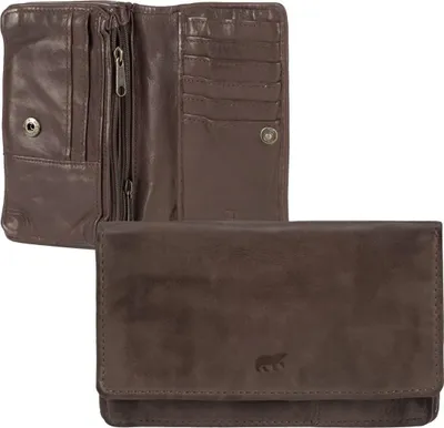 Produktbild von Bear Design Damen Geldbörse 14 Kartenfächer Portemonnaie Geldbeutel Leder braun CL782-brown