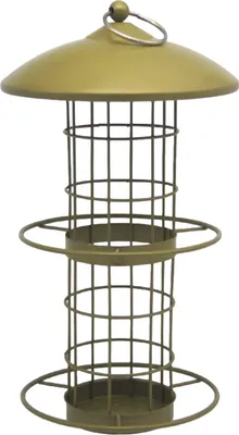 Produktbild von Dehner Natura Premium Futtersäule Camille, Meisenknödelsäule für 5 Meisenknödel, Futterstation für Wildvögel wetterfest / hängend, ca. 30 x 16 x 16 cm, Metall, gold