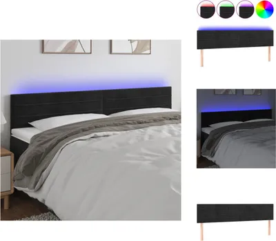 Produktbild von vidaXL LED Kopfteil Schwarz 180x5x78/88 cm Samt -  Kopf- & Fußenden