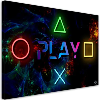 Produktbild von Leinwandbild Spielzeichen und Controller-Tasten 90x60 Feeby Bunt bild für die wand bereit zum aufhängen