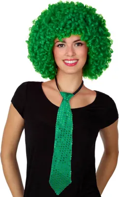 Productafbeelding van Pailletten stropdas, carnavalsstropdas, groen - One size