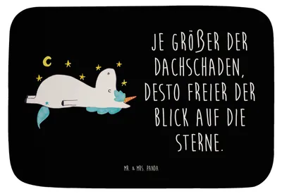 Produktbild von Mr. & Mrs. Panda Badvorleger Einhorn Sternenhimmel - Schwarz - Geschenk, Badteppich, Sterne, badezimmer läufer, Verrückt, Unicorn, Matte, Einhörner, Duschvorleger