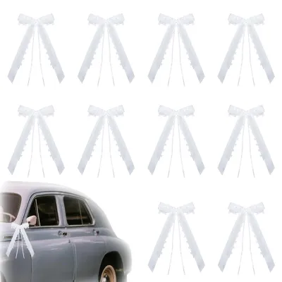 Autoschleifen, 10 Stück, weiß, 13 × 25 cm, für Hochzeit